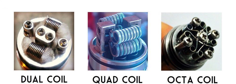 Voici des exemples de montages en dual, quad et octa coil sur dripper, on vous laisse deviner lequel est le plus simple à réaliser...
